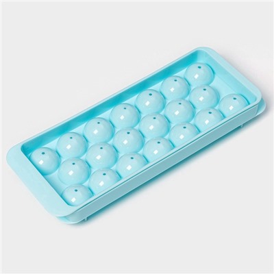 Форма для льда «Шар», 20 ячеек, пластик, голубая