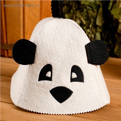 Шапка для бани и сауна «Панда», шерсть 100%, детская, «Добропаровъ»