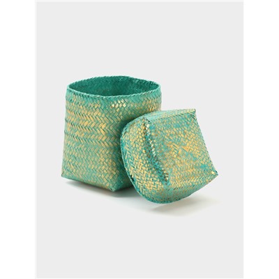 Корзинка плетёная «Голден», 16×16×23 см, голубая