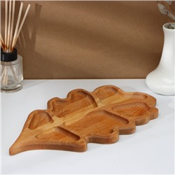 Менажница деревянная авторская Adelica «Дубовый лист», 35×20×1.8 см, пропитана минеральным маслом, берёза