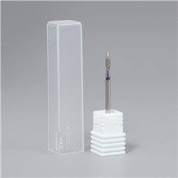 Фреза алмазная для маникюра «Пламя», средняя зернистость, 2.5×10 мм, в пластиковом футляре