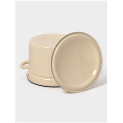 Кастрюля эмалированная, 6 л, d=23.5 см, с крышкой, без декора, цвет слоновой кости