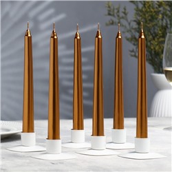 Набор свечей античных, 1.9×20 см, 6 шт., кофейно-золотой металлик