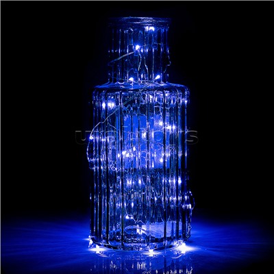 Электрогирлянда светодиодная, с солнечной батареей, 20 м, 200 ламп, синий