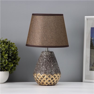 Настольная лампа с абажуром RISALUX «Виктория», 1×Е14, 40 Вт, кофейный/золото, 20×20×32 см