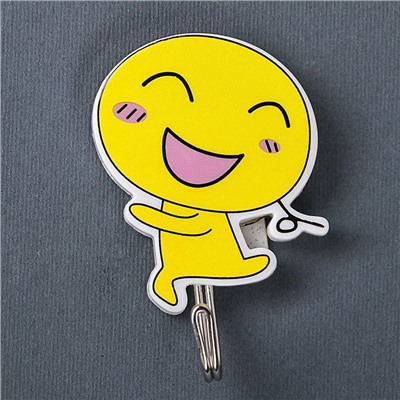 Крючки самоклеящиеся «Бегущий смайлик», 2 шт., рисунок МИКС