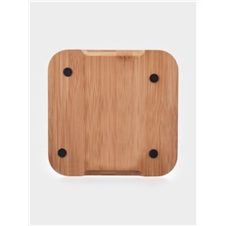 Маслёнка, 19×18×9.5 см, с ножом, на бамбуковой подставке, стекло, прозрачная