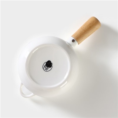 Супница BellaTenero, 400 мл, 20.5×11.5×6.5 см, с ручкой, на бамбуковой подставке, фарфор, белая