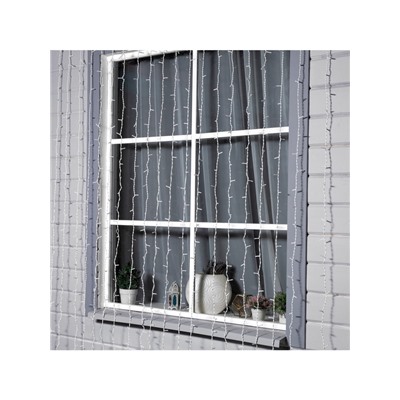 Гирлянда «Занавес» 2×9 м, IP44, УМС, белая нить, 1800 LED, свечение мульти, 220 В