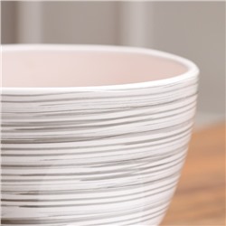 Горшок для цветов «День», керамический, с поддоном, 1.65 л, белый с полосками