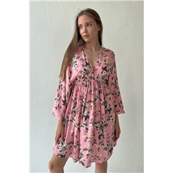 Платье женское  FLOWER030/09/Розовый, зеленый