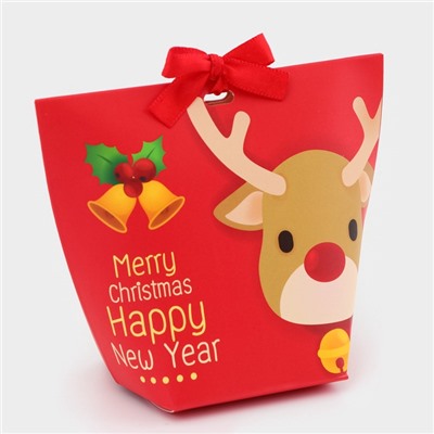 Подарочная новогодняя коробка, складная фигурная «Праздничный Оленёнок» 7×5.5×10 см