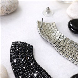 Комплект вечерней бижутерии со стразами чокер и серьги, цвет: черный, арт.012.093