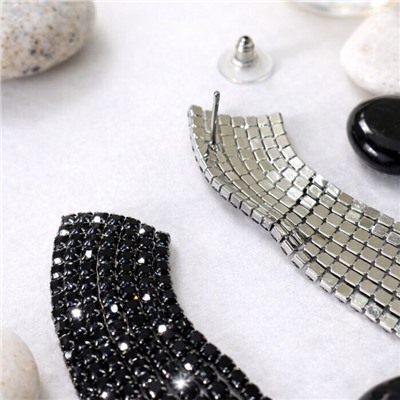 Комплект вечерней бижутерии со стразами чокер и серьги, цвет: черный, арт.012.093