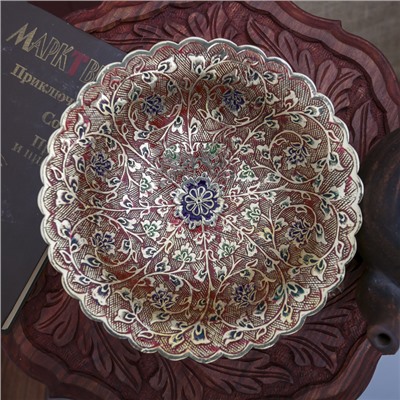 Блюдо «Живая изгородь», 6.5×20×20 см, латунь, цветная эмаль, МИКС