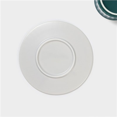 Чайная пара «Профитроль», 3 предмета: чашка 180 мл, блюдце d=13.7 см, ложка, керамика, зелёная, белая