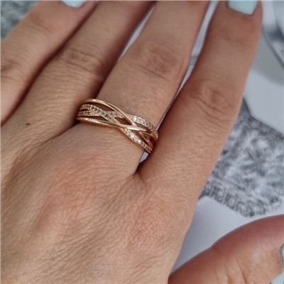 Кольцо коллекция "Xuping" покрытие позолота, вставка: фианиты, 1046, арт.215.096-20