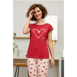 Комплект фуфайка (футболка), брюки жен Mia Cara SS21WJ328 French Kiss красный/сердечки