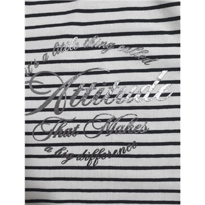 Лонгслив в полоску с принтом из премиального хлопка с эластаном