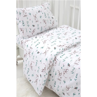 КПБ с простыней на резинке бязь арт. КПБ-ПР/зайка