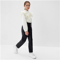 Брюки для девочки кожаные MINAKU, чёрные, рост 158 см