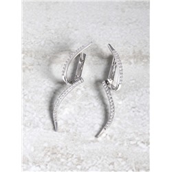 Серьги из серебра с фианитами родированные 4-214р200