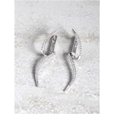 Серьги из серебра с фианитами родированные 4-214р200