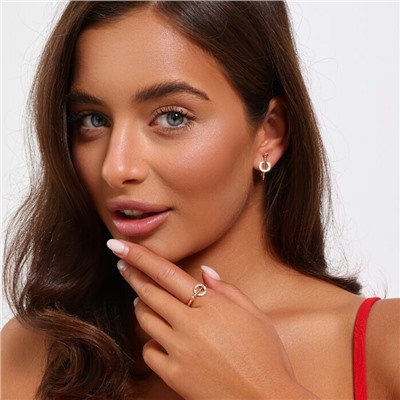 Комплект ювелирной бижутерии коллекция "Дубай" серьги и кольцо 20 р, покрытие позолота, вставка: фианиты, цвет: прозрачный, арт.314.896-20