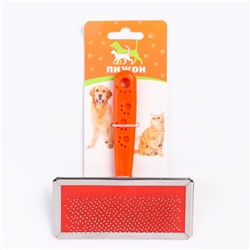 Пуходерка «Лапки» большая с каплями, 12×13 см, оранжевая