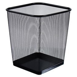 Корзина для бумаг, сетка, металл, квадратная, черная, 17 л