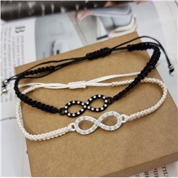Парные браслеты Бесконечность, цвет черный, белый, арт. 018.407