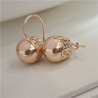 Серьги шарики ювелирная бижутерия коллекция "Дубай" покрытие позолота, арт.215.502