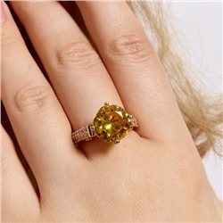 Кольцо 17 р ювелирная бижутерия коллекция "Дубай", покрытие позолота, вставка: фианиты и цирконы, цвет: желтый и прозрачный, арт.414.131-17