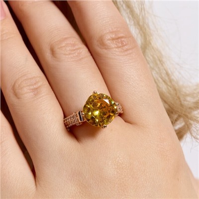 Кольцо 20 р ювелирная бижутерия коллекция "Дубай", покрытие позолота, вставка: фианиты и цирконы, цвет: желтый и прозрачный, арт.414.131-20