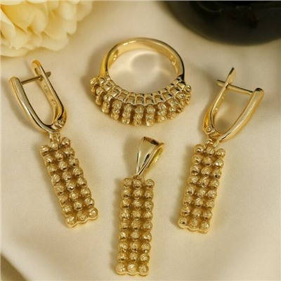 Комплект ювелирной бижутерии Итальянское золото (покрытие желтое 14к) серьги, кулон и кольцо 18 р, арт.217.397-18