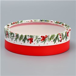 Коробка для макарун тубус с окном «Новогодняя ботаника», 20×20×5 см