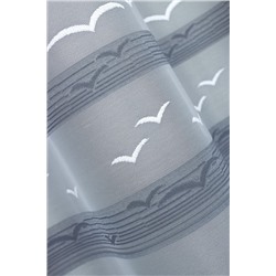 Метраж,
                                                                                        арт.  336450/250, ЧАЙКИ, белоснежный фон, рисунок выткан из серой пряжи