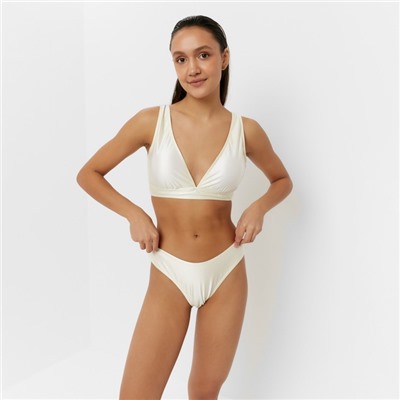 Купальник раздельный однотонный с завязками женский MINAKU, белый, размер 42
