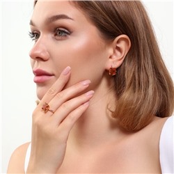 Комплект ювелирная бижутерия коллекция  "Дубай" серьги и кольцо 18 р, покрытие: позолота, вставка: фианиты, цвет: бежевый, арт.215.448-18