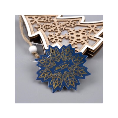 Ёлочная игрушка «Ёлочка в снежинках», 13×13×1 см, 3 LED, от батареек, свечение тёплое белое