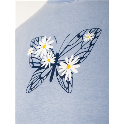 Футболка с принтом свободная эластичная из премиального хлопка