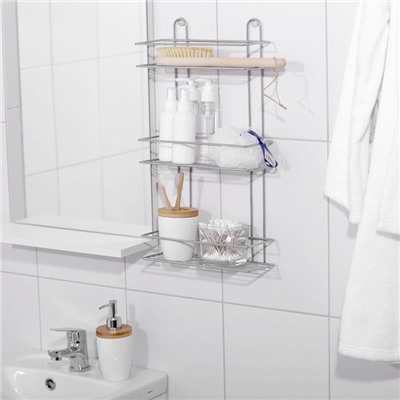 Полка прямоугольная 3-х ярусная, 26.5×10.5×50 см, хром