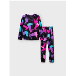 Термокомплект трикот. для девочек: фуфайка (футболка) с длин. рук, брюки