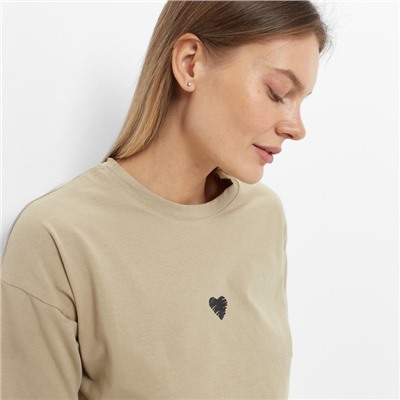 Футболка женская «Сердце», цвет хаки, размер 44