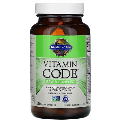 Garden of Life, Vitamin Code, Raw B-Complex, 120 веганских капсул