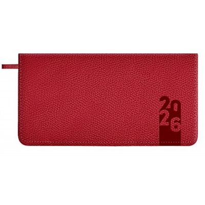 Еженедельник 2026 г. 170х88 мм 128 стр. 70377 "ДЖУТ КРАСНЫЙ" кожзам, поролон Феникс