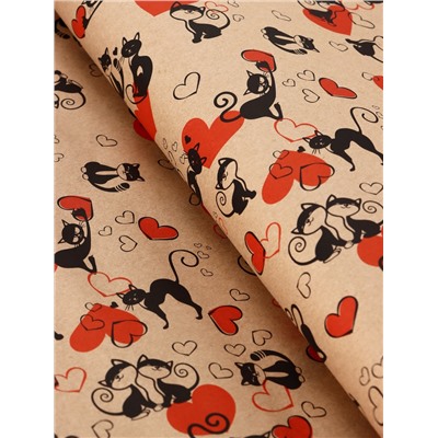 Бумага упаковочная крафт «Ля Мур», черный/красный, 0.72×10 м, 60±5% г