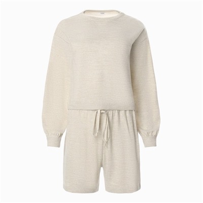 Костюм женский (джемпер, шорты) MINAKU: Casual Collection, бежевый, размер 50