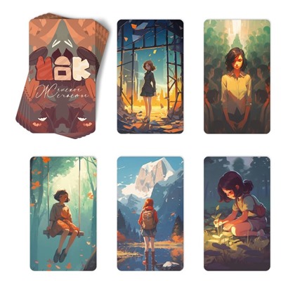 Арт-терапия «Женское счастье» с МАК, 50 карт (7×12 см), холст (22×16.5 см), краски (6 цветов), кисть, 16+