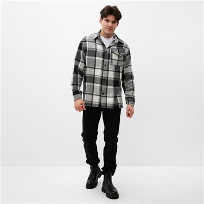 Рубашка мужская в клетку MIST, размер 50, черный/белый